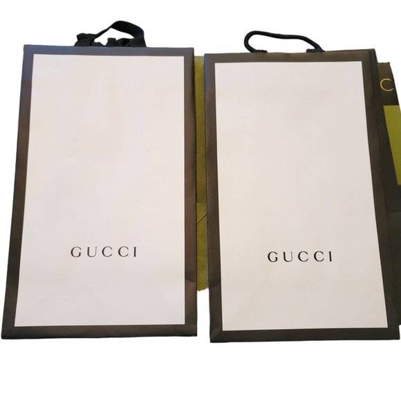 Gucci Shopping Bags Black & White + Gift Ties Set of 7 Reusable Gift Prop VR210 - Picture 11 of 12
